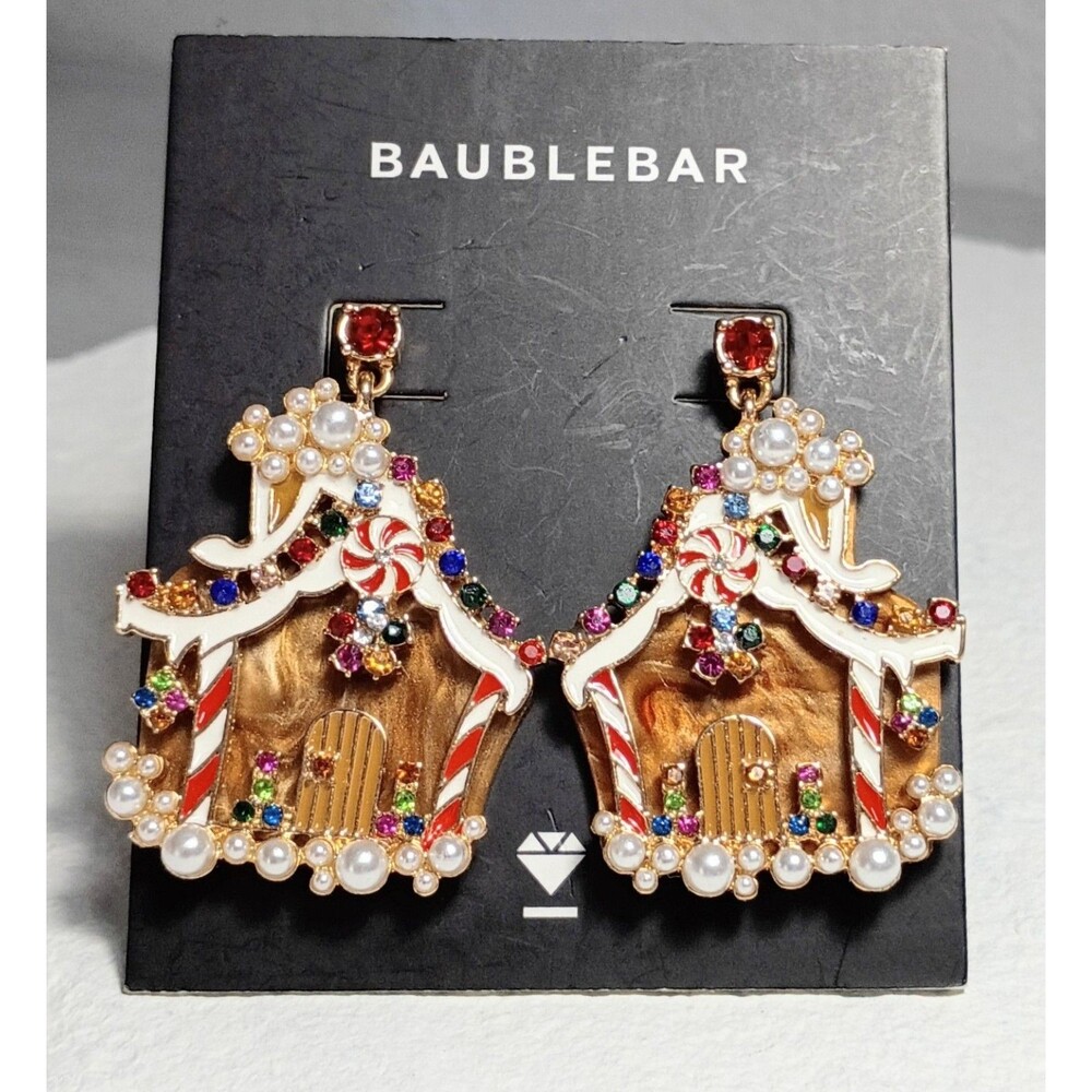 Baublebar Gingerbread House Christmas Earrings NEW